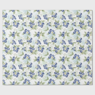 Waterverf Blauwe bessen, bladeren, blauwe bes bloe Cadeaupapier