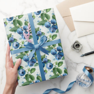 Waterverf Blauwe bessen Cadeaupapier