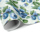 Waterverf Blauwe bessen Cadeaupapier (Rol Hoek)