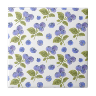 Waterverf Blauwe bessen Fruit en Blauwe bessen Bla Tegeltje