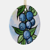 Waterverf Blauwe bessen Keramisch Ornament (Rechts)