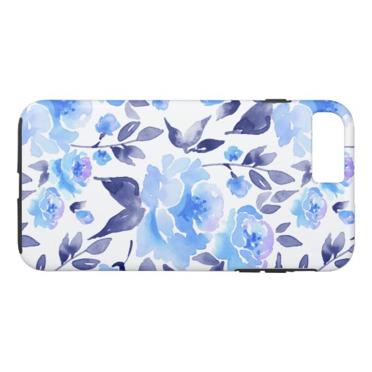 Waterverf blauwe bloemen 2 Case-Mate iPhone case (Achterkant (Horizontaal))