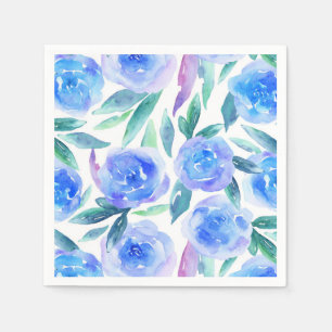 Waterverf blauwe bloemen. Bloedfloreel patroon Servet