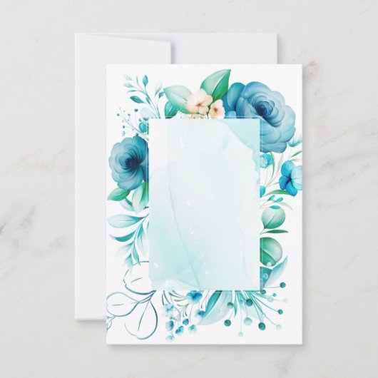 Waterverf blauwe bloemen kaart, creëer je eigen th bedankkaart (Voorkant)