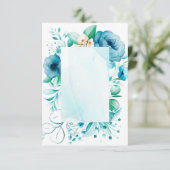 Waterverf blauwe bloemen kaart, creëer je eigen th bedankkaart (Staand voorkant)