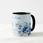 Waterverf Blauwe Bloemen Koffiemok Mok (Voorkant rechts)