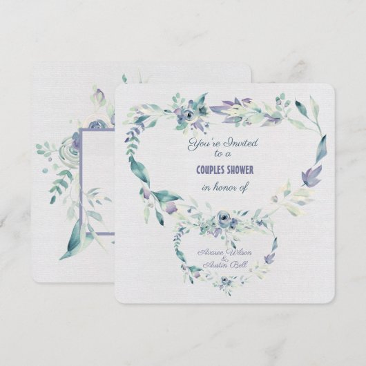 Waterverf Blauwe bloemen Lijst Kaart (Voorkant / Achterkant)