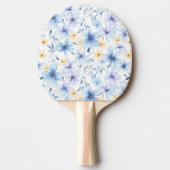 waterverf Blauwe Bloemen Naadloos Tafeltennisbatje (Voorkant)