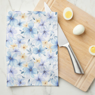 waterverf Blauwe Bloemen Naadloos Theedoek