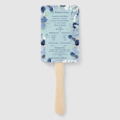 Waterverf Blauwe Bloemen Trouwprogramma Handwaaier (Achterkant)