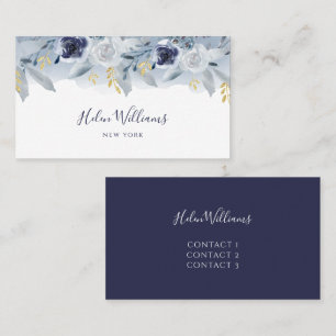 waterverf Blauwe Bloemen visitekaartje