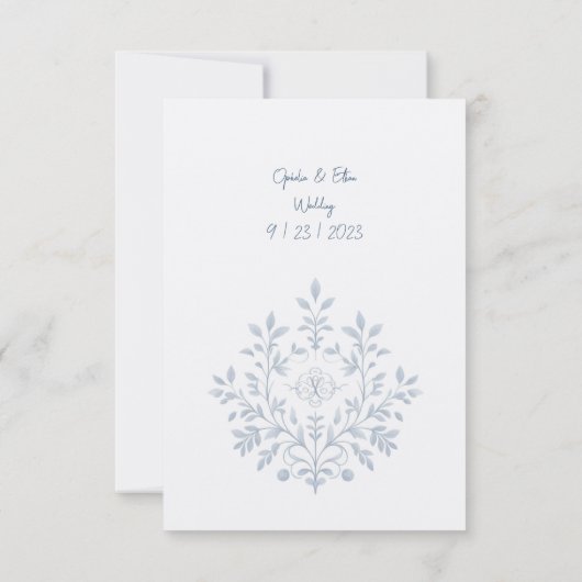 Waterverf Blauwe Bloemengrens bruiloft Uitnodiging (Achterkant)