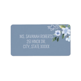 Waterverf Blauwe Bloemige Huwelijksretourlabel Etiket