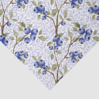 Waterverf Blauwe Bosbes Botanisch in Blauw Groen W Tissuepapier