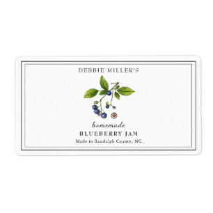 Waterverf Blauwe Bosbesjam Rechthoekig Etiket