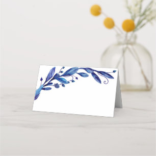 Waterverf blauwe botanische bruiloft. Bloemige geb