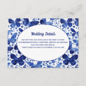 Waterverf blauwe bruiloft details Butterflies Informatiekaartje (Voorkant)