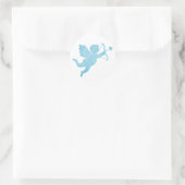 Waterverf Blauwe Cupido Silhouet Ronde Sticker (Tas)