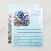 Waterverf blauwe draak Baby shower (Voorkant / Achterkant)