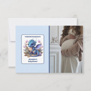 Waterverf blauwe draak Baby shower Bedankkaart