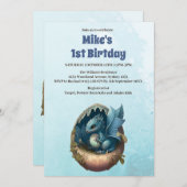 Waterverf blauwe draak Baby shower Kaart (Voorkant / Achterkant)