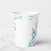 Waterverf Blauwe Drie Rex Dinosaurus Verjaardag Papieren Bekers (Rechts)