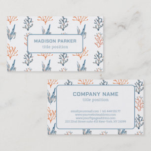 Waterverf Blauwe en Oranje koralen Visitekaartje