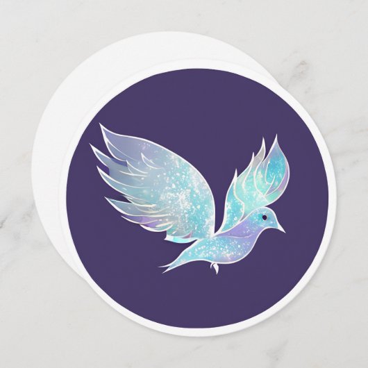 Waterverf blauwe en witte dove feestdagenkaart (Voorkant / Achterkant)