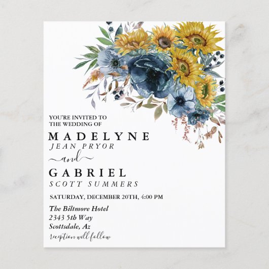 Waterverf Blauwe Floral Elegant (Voorkant)