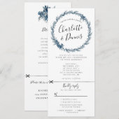 waterverf blauwe florale spiegel w rsvp bevestigd kaart (Voorkant / Achterkant)