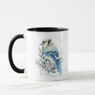 Waterverf Blauwe Gaai Vogel Blauwe Bosbessen Lande Mok