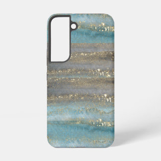 Waterverf Blauwe Glitter Esthetisch Ontwerp Samsung Galaxy Hoesje