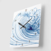 Waterverf Blauwe Golf hedendaags modern decor Vierkante Klok (Hoek)