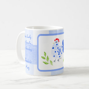 Waterverf Blauwe Hen Check ZONDAG Personaliseren Koffiemok