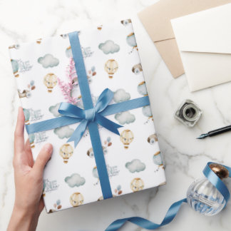 Waterverf Blauwe Hete Luchtballon Mr. ONEderful Bo Cadeaupapier