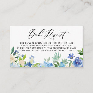 Waterverf Blauwe Hydrangea Bloemen Boeken voor Bab Informatiekaartje