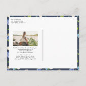 Waterverf Blauwe Hydrangea Krans Foto Afstuderen Aankondigingskaart (Achterkant)
