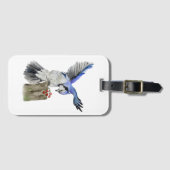 Waterverf blauwe jay bagagelabel (Voorkant (horizontaal))