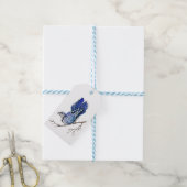Waterverf blauwe jay cadeaulabel (Met Touw)