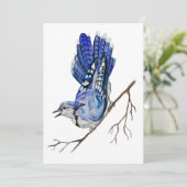 Waterverf blauwe jay kaart (Staand voorkant)