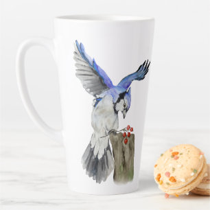 Waterverf blauwe jay latte mok