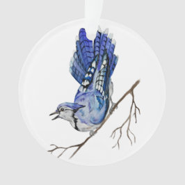 Waterverf blauwe jay ornament