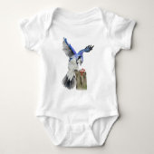 Waterverf blauwe jay romper (Voorkant)