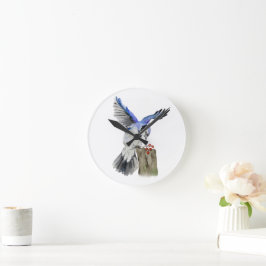 Waterverf blauwe jay ronde klok