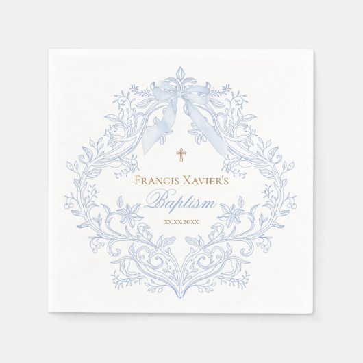 waterverf blauwe kam baby jongen Doop Servet (Voorkant)