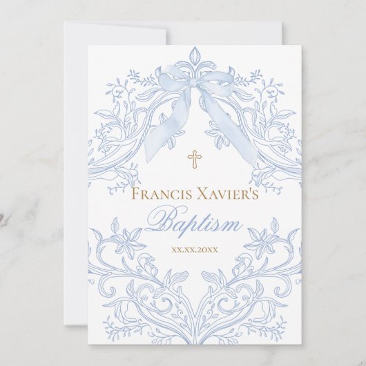 waterverf blauwe kam Doop Kaart (Voorkant)