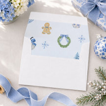 Waterverf Blauwe Kerst Gingerbread Krans