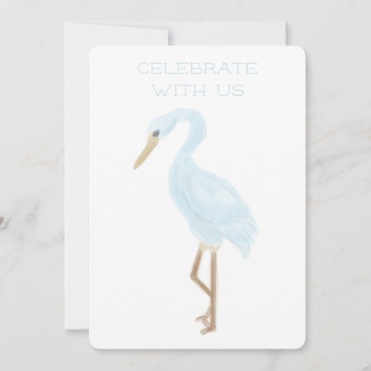 Waterverf Blauwe Kraanvogel Kaart (Voorkant)