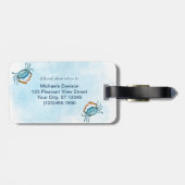 Waterverf blauwe krab kust bagagelabel (Achterkant horizontaal)