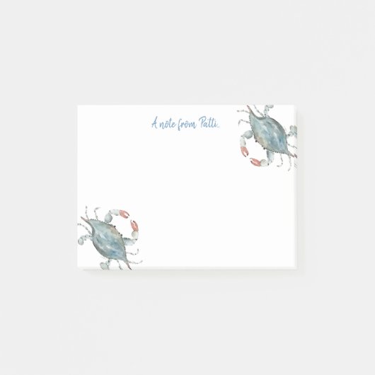 Waterverf blauwe krab post-it® notes (Voorkant)